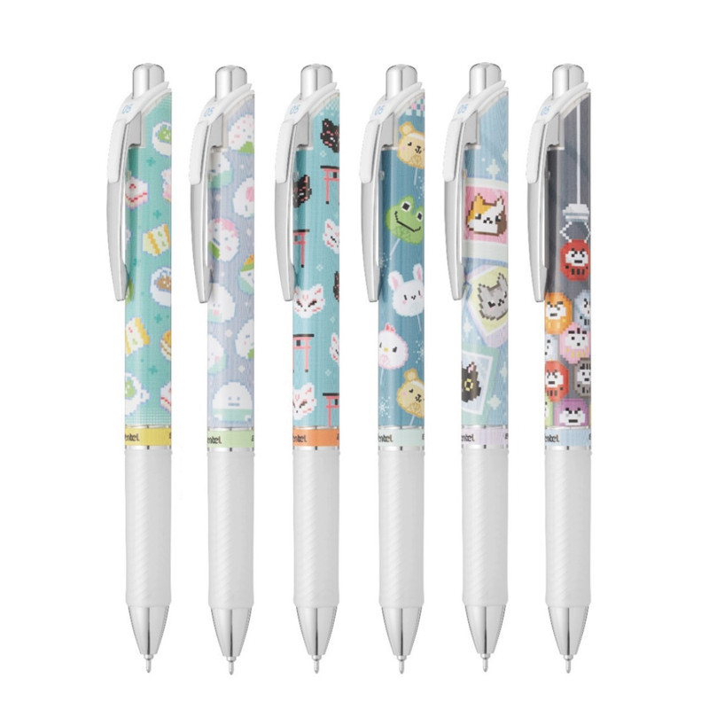 飛龍Pentel 極速鋼珠筆 像素系列(BLN75KW)-點心/飯糰/狐狸神社/夏日祭典/貓咪/不倒翁