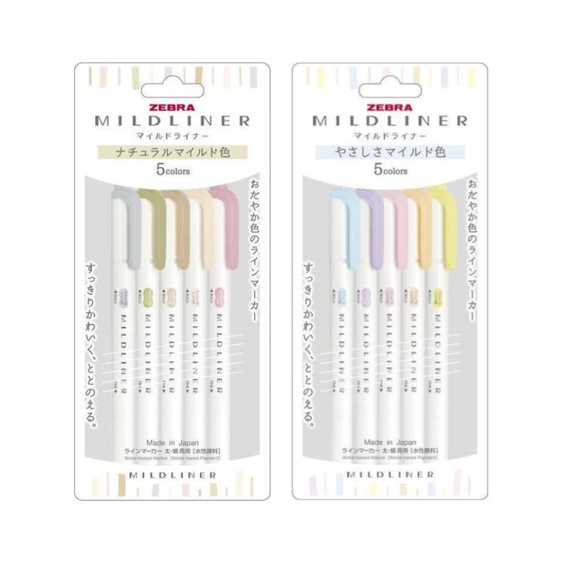 斑馬ZEBRA 5色雙頭螢光筆(WKT75CNTC)-自然/溫和