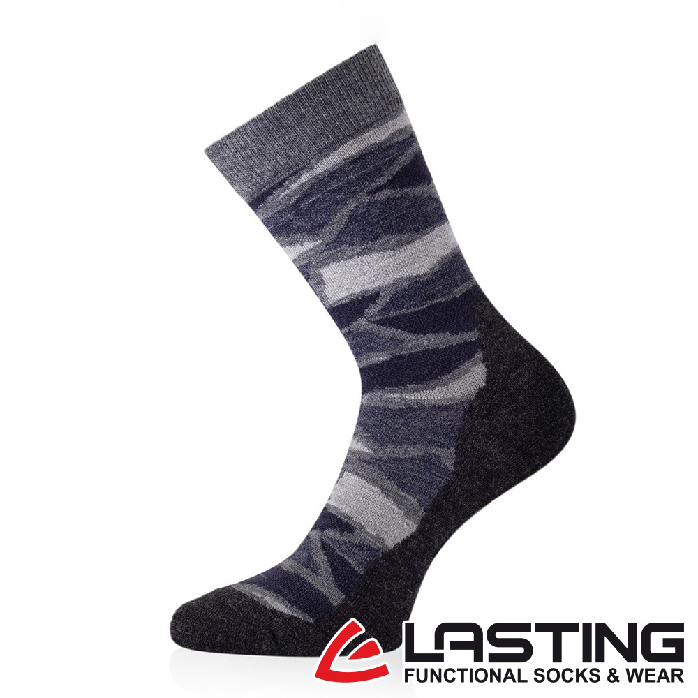 【LASTING 捷克】美麗諾羊毛中筒健行襪(LT-WLJ 灰藍/透氣/中薄款/排汗/舒適/美麗諾)