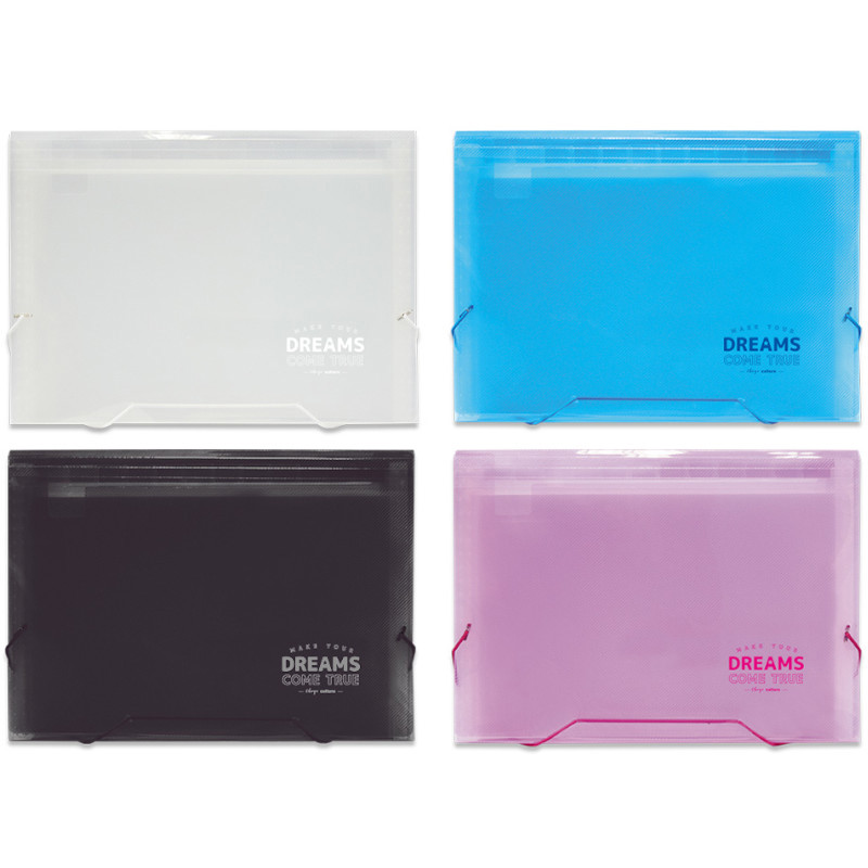 珠友 A4 12層風琴夾(鬆緊帶)-透明/藍/黑/粉