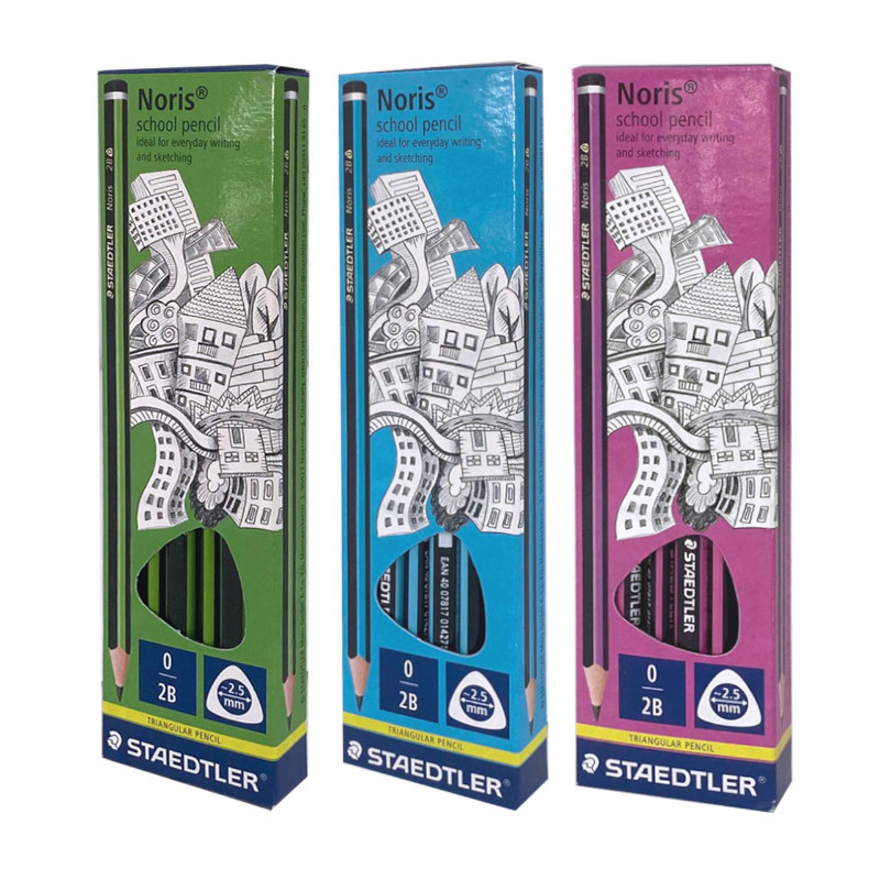 施德樓 MS三角書寫鉛筆2B-粉紅/藍/綠