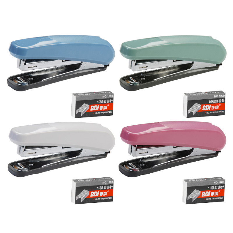 手牌SDI 樂活輕鬆訂書機(附針)-藍/綠/紅/灰