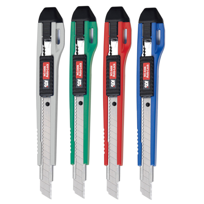 手牌SDI 自動鎖定小美工刀(0406C)-紅/灰/綠/藍