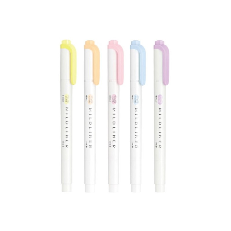 斑馬ZEBRA  溫和系 雙頭柔性螢光筆(WKT7)-蘇打藍/丁香紫/嬰兒粉/蜂蜜橙/冰沙黃