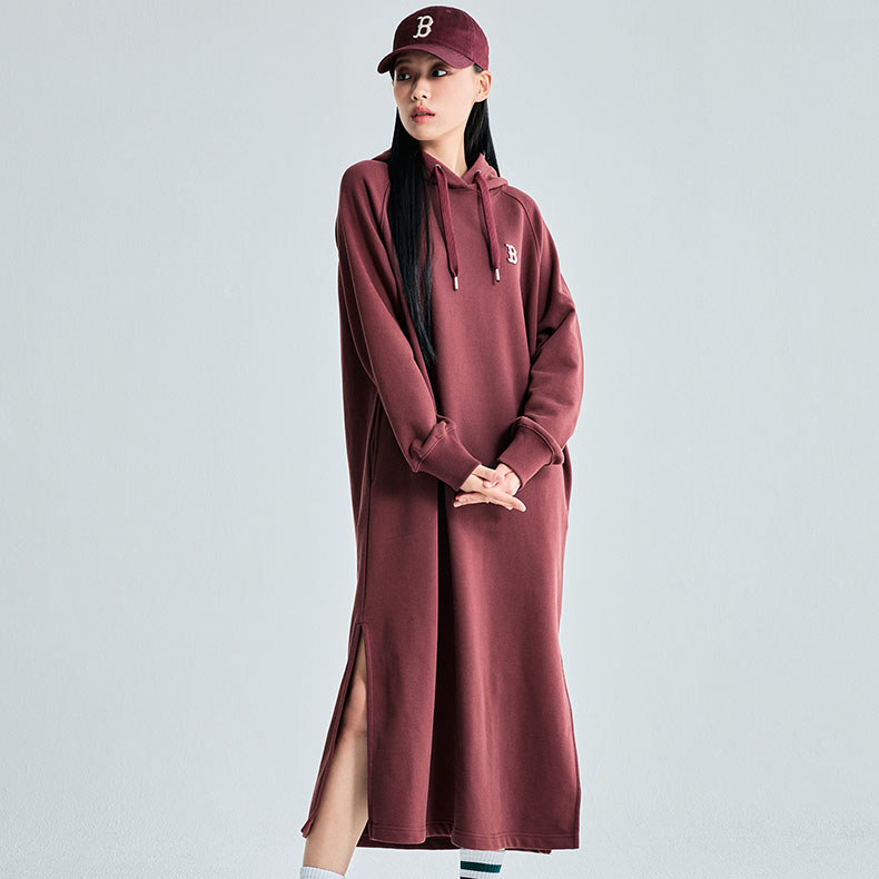 MLB 連帽連身裙 洋裝 長版上衣 波士頓紅襪隊 (3FOPB0134-43BDS)｜舒適透氣