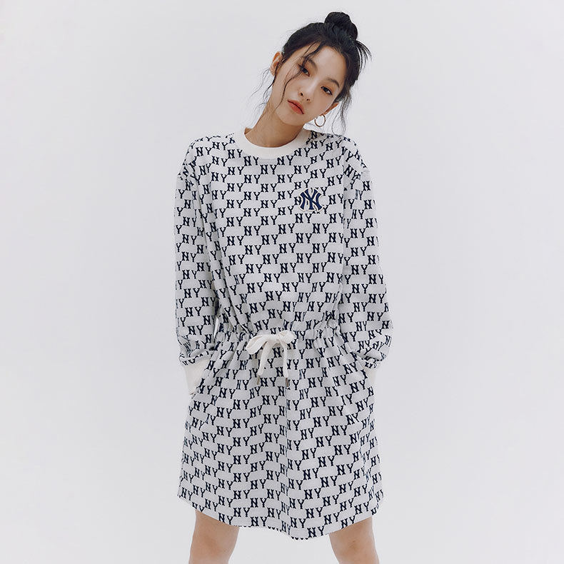 MLB 連身裙 洋裝 長版上衣 Monogram系列 紐約洋基隊 (3FOPM0134-50CRD)