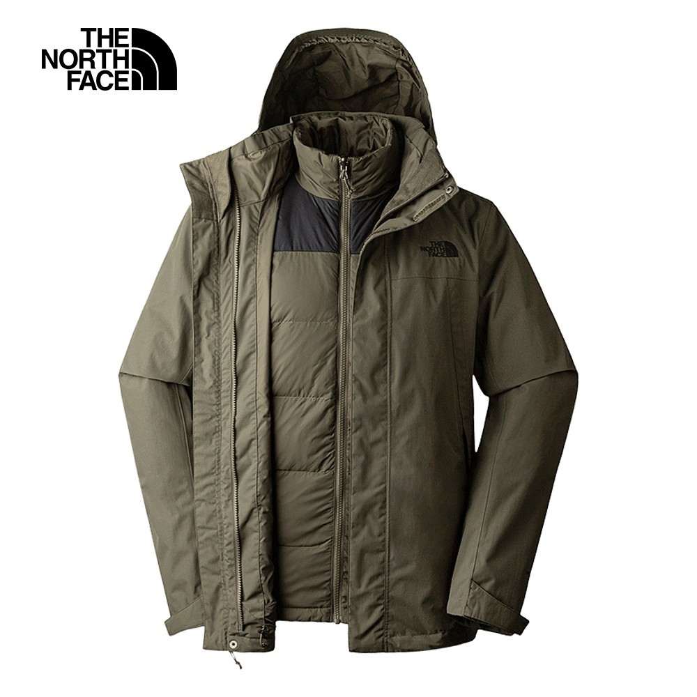 The North Face北面男款綠色防水透氣保暖連帽三合一外套｜81QS21L