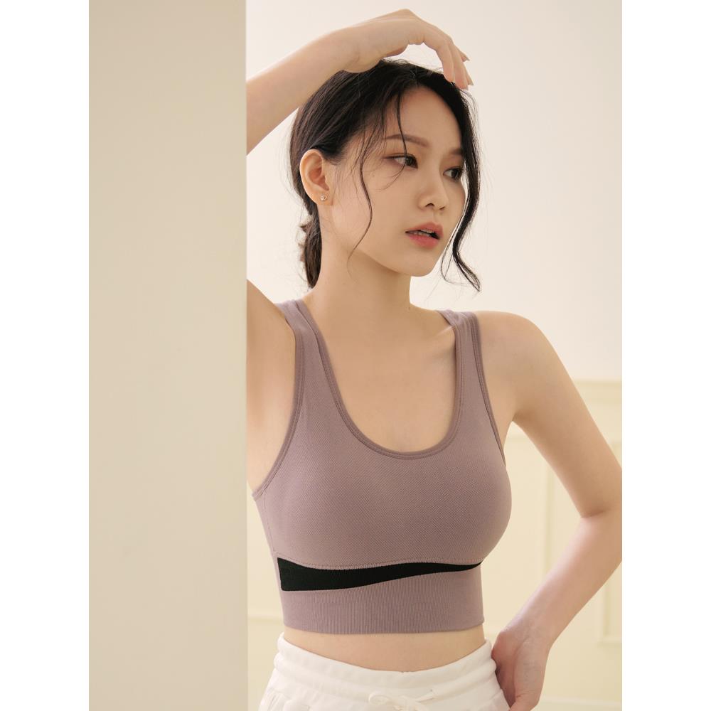 撞色羅紋大U領BRA TOP(M-2L)