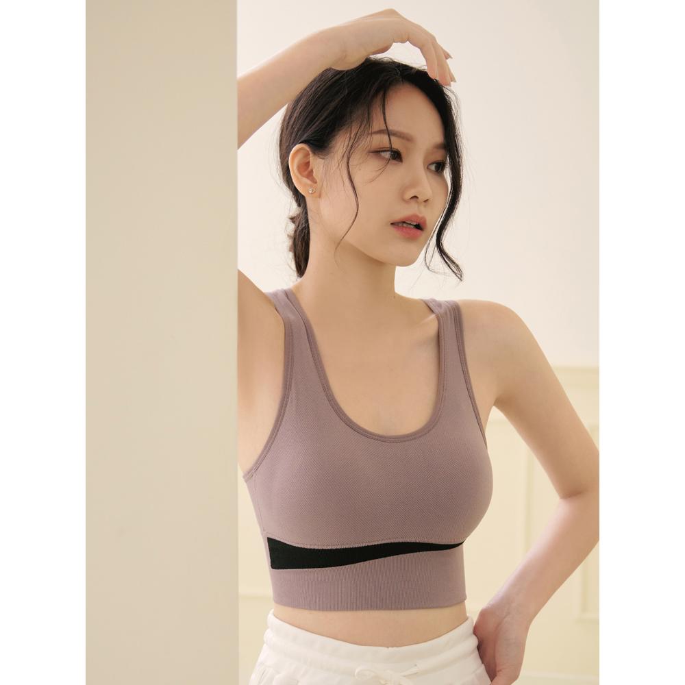 撞色羅紋大U領BRA TOP(M-2L)