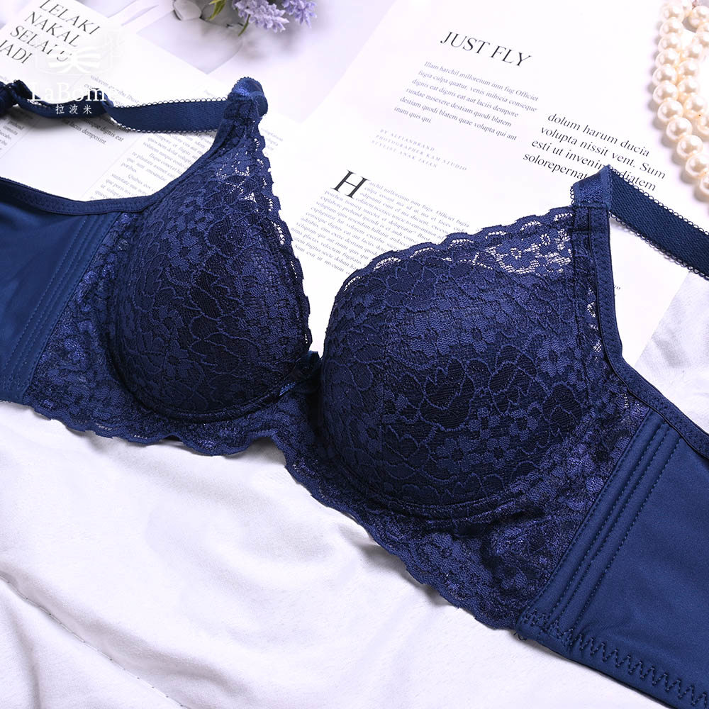 【午夜香頌】蕾絲軟鋼圈內衣 B-C 藍色 390-00