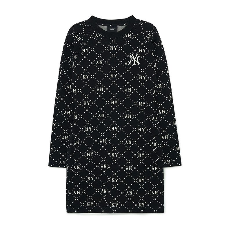MLB 連身裙 洋裝 長版上衣 Monogram系列 紐約洋基隊 (3FOPM0334-50BKS)