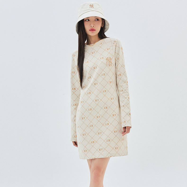 MLB 連身裙 洋裝 長版上衣 Monogram系列 紐約洋基隊 (3FOPM0334-50CRD)