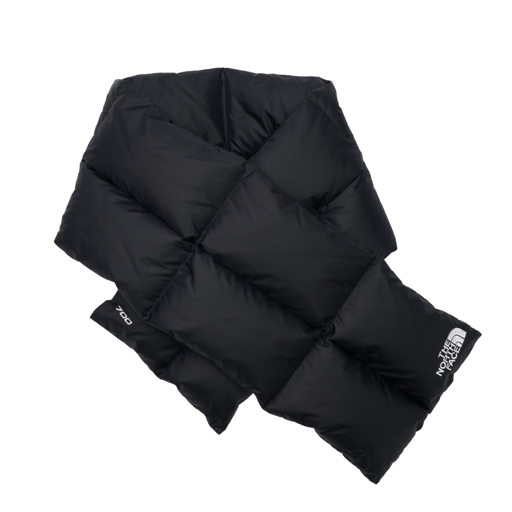 The North Face北面男女款黑色舒適保暖品牌LOGO羽絨圍巾｜89WJJK3