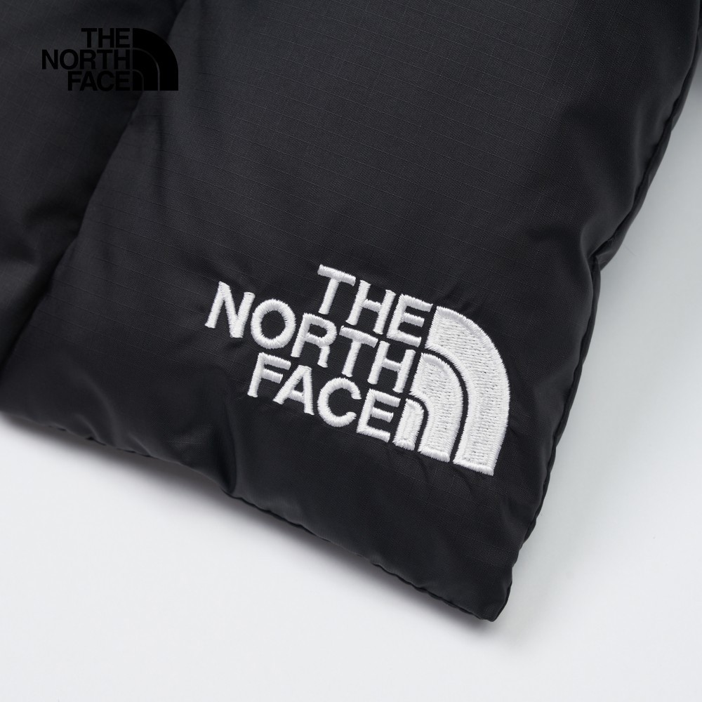 The North Face北面男女款黑色舒適保暖品牌LOGO羽絨圍巾｜89WJJK3