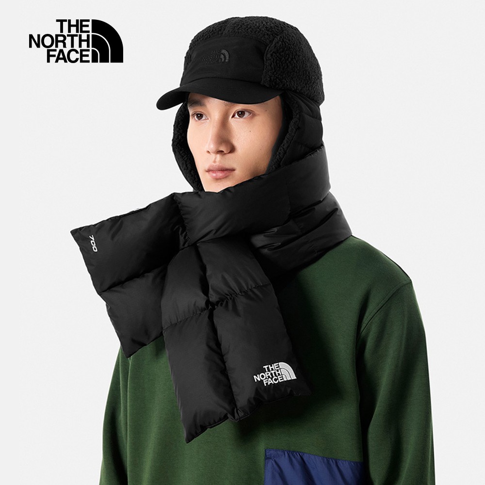 The North Face北面男女款黑色舒適保暖品牌LOGO羽絨圍巾｜89WJJK3