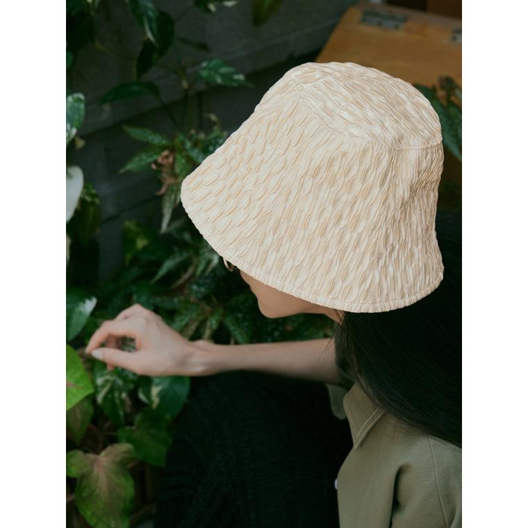 皺皺感微光澤緹花漁夫帽