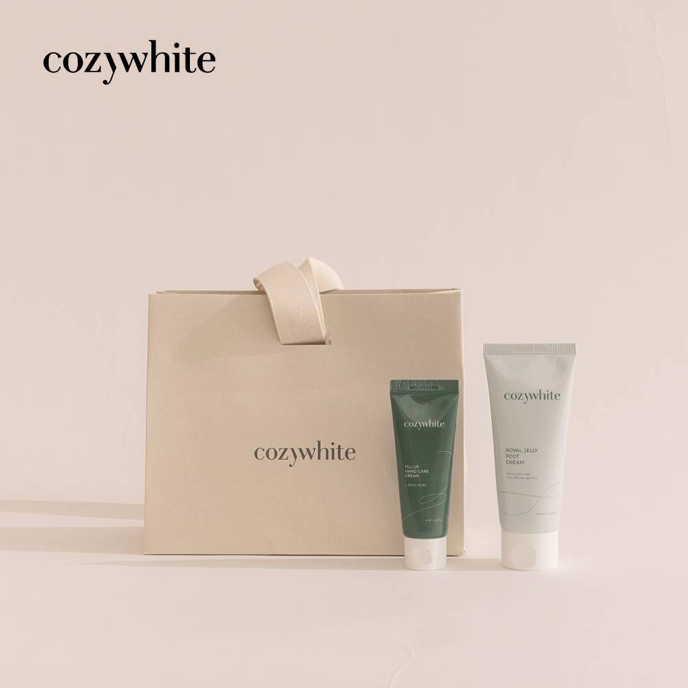 【手足SALE】cozywhite 水感修護嫩足霜 100mL + 墨夏千金亮白護手霜 40mL + 品牌提袋