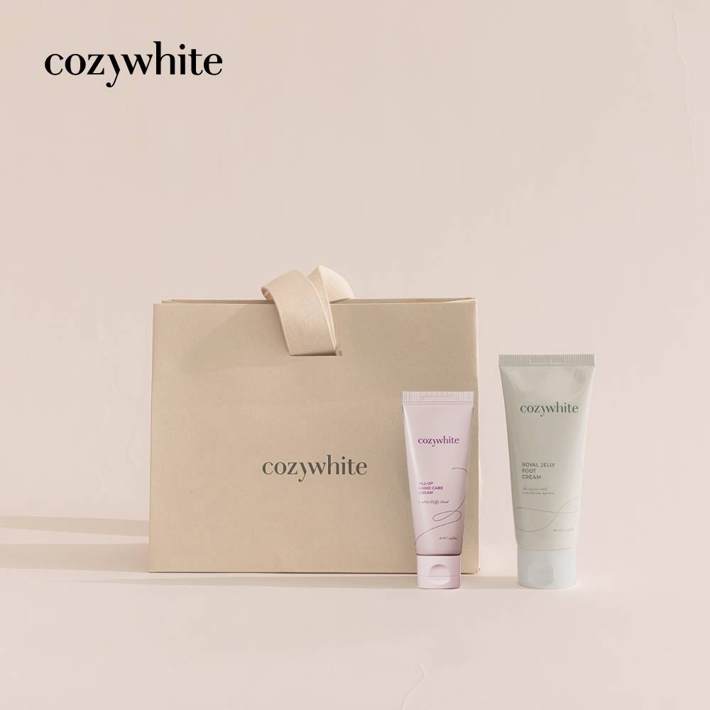 【手足SALE】cozywhite 水感修護嫩足霜 100mL + 墨夏千金亮白護手霜 40mL + 品牌提袋