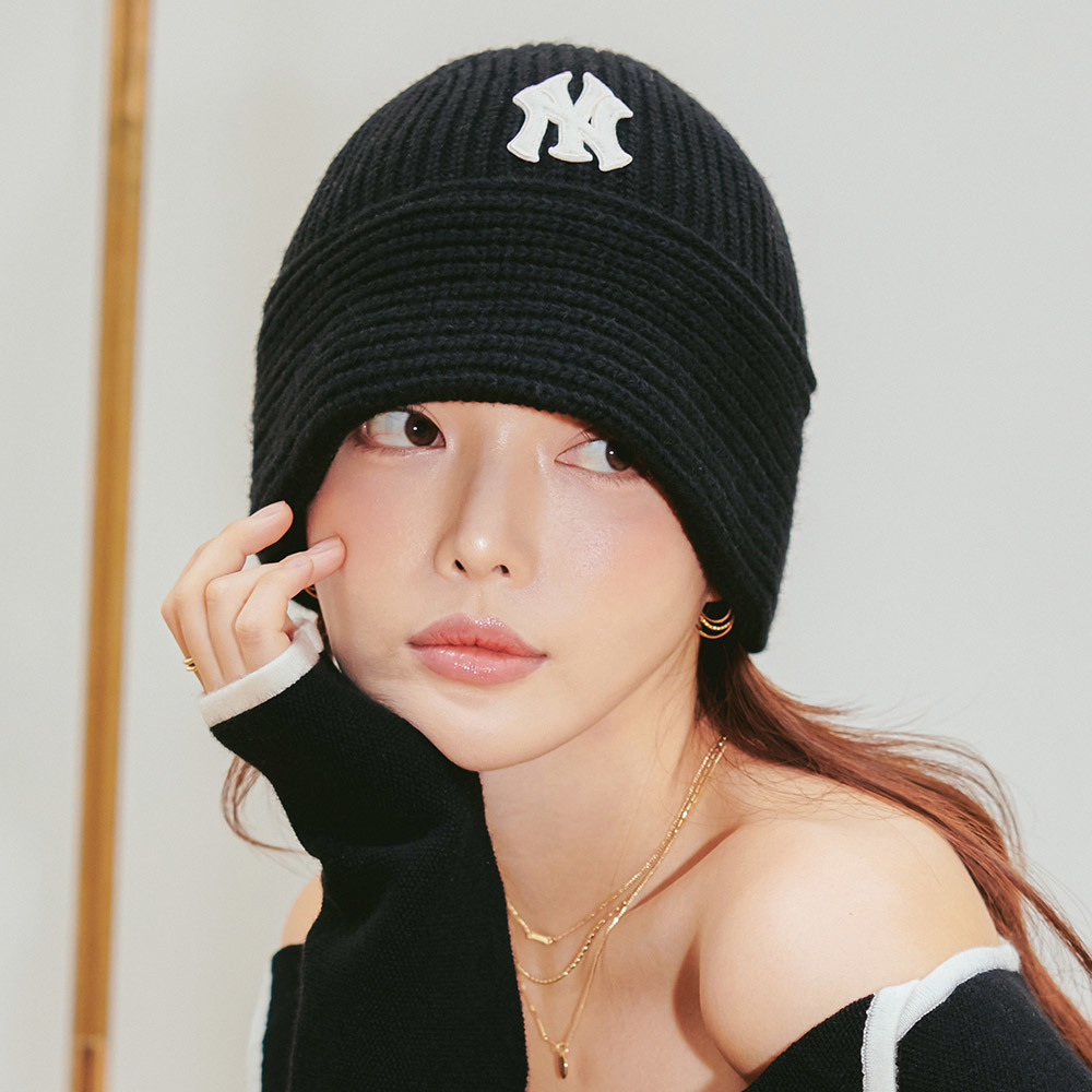 MLB 針織圓頂漁夫帽 鐘型帽 紐約洋基隊 (3AHT00436-50BKS)