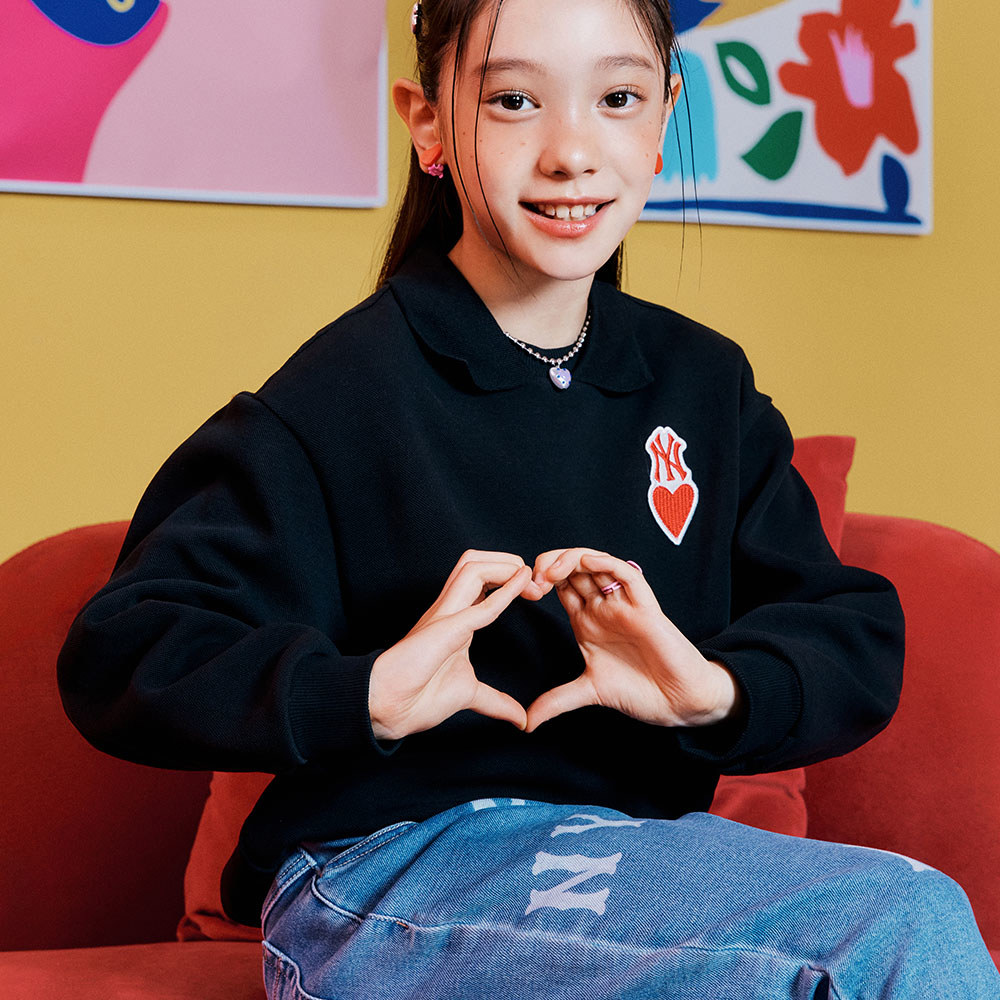 MLB KIDS 大學T 童裝 Heart系列 紐約洋基隊 (7AMTH0134-50BKS)
