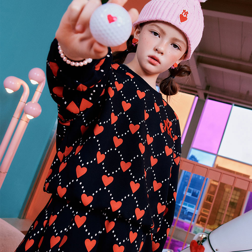 MLB KIDS 大學T 童裝 Heart系列 紐約洋基隊 (7FMTH0334-50BKS)