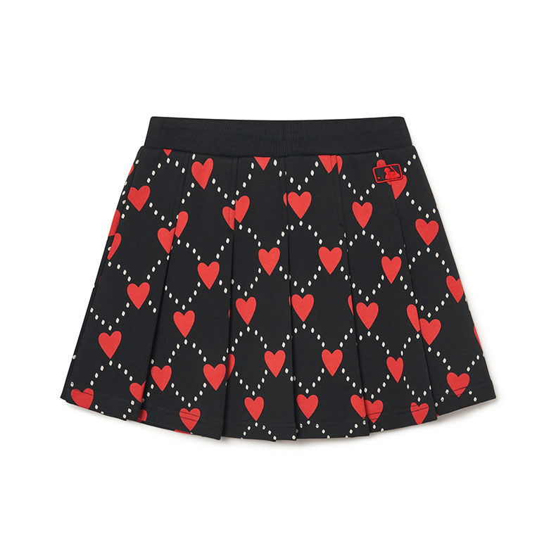 MLB KIDS 短裙 百褶裙 童裝 Heart系列 紐約洋基隊 (7FSKH0234-50BKS)