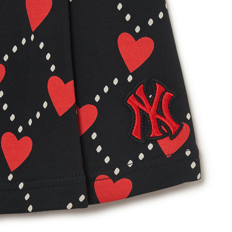 MLB KIDS 短裙 百褶裙 童裝 Heart系列 紐約洋基隊 (7FSKH0234-50BKS)