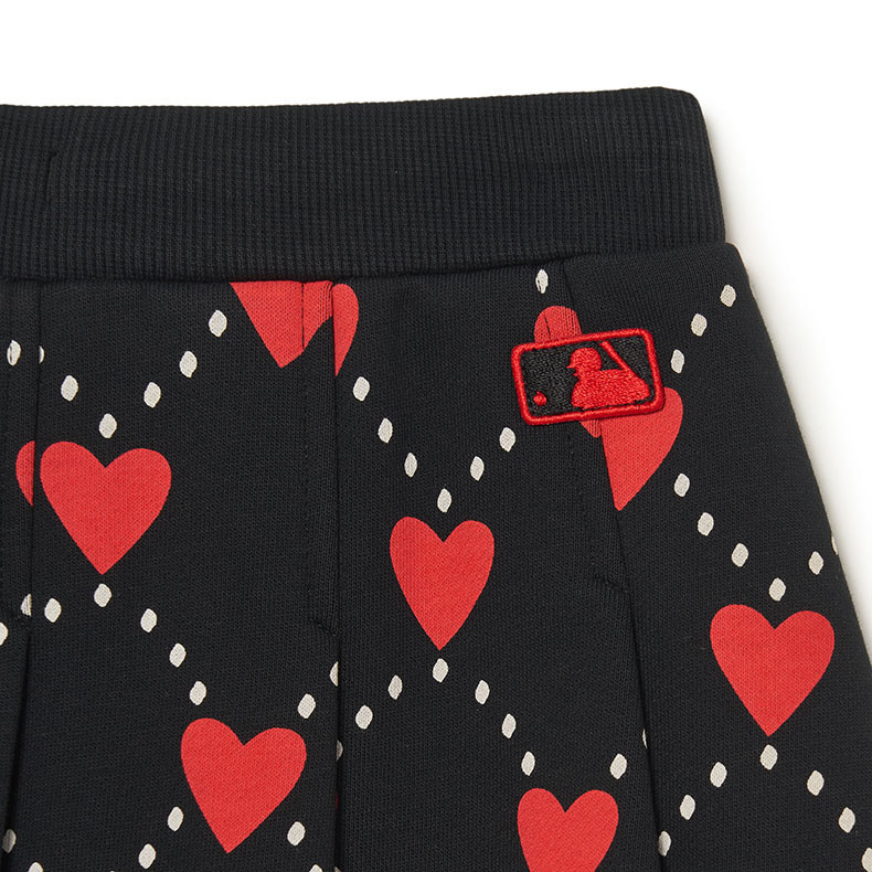 MLB KIDS 短裙 百褶裙 童裝 Heart系列 紐約洋基隊 (7FSKH0234-50BKS)