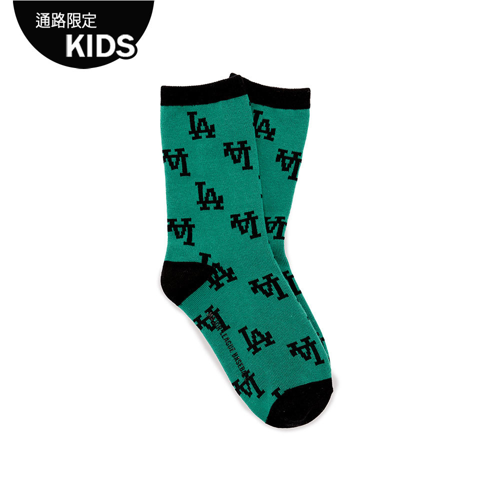 MLB KIDS 中筒襪 童襪 Monogram系列 洛杉磯道奇隊 (7ASOM053N-07GNS)