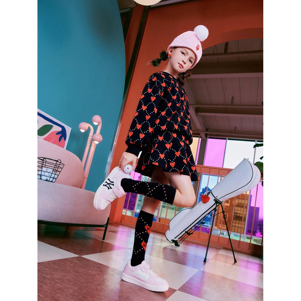 MLB KIDS 長筒襪 童襪 Heart系列 紐約洋基隊 (7FSOH033N-50BKS)