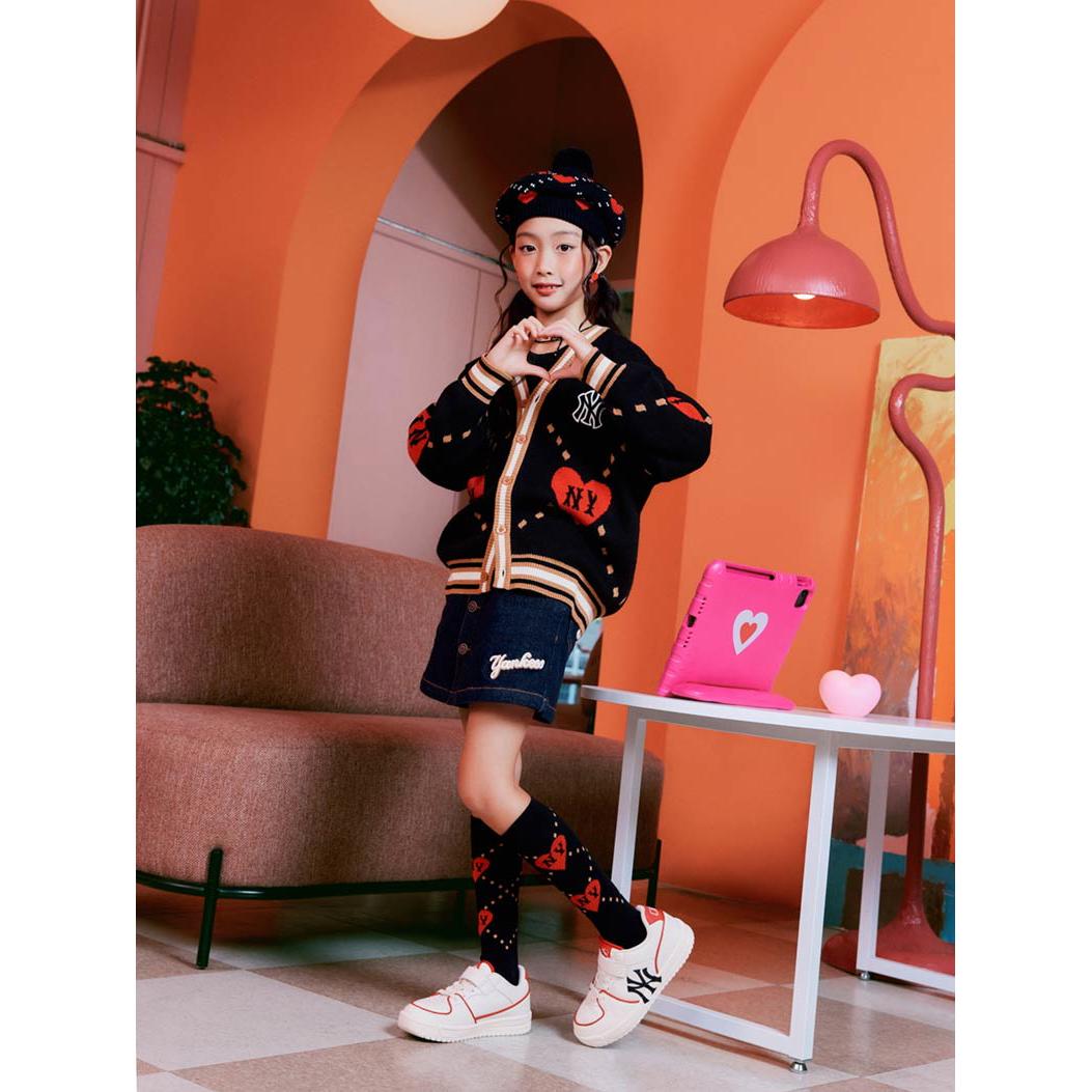 MLB KIDS 長筒襪 童襪 Heart系列 紐約洋基隊 (7FSOH033N-50BKS)