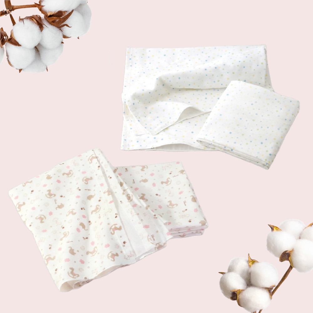 ding baby 純棉紗布大浴巾2入組-藍/粉