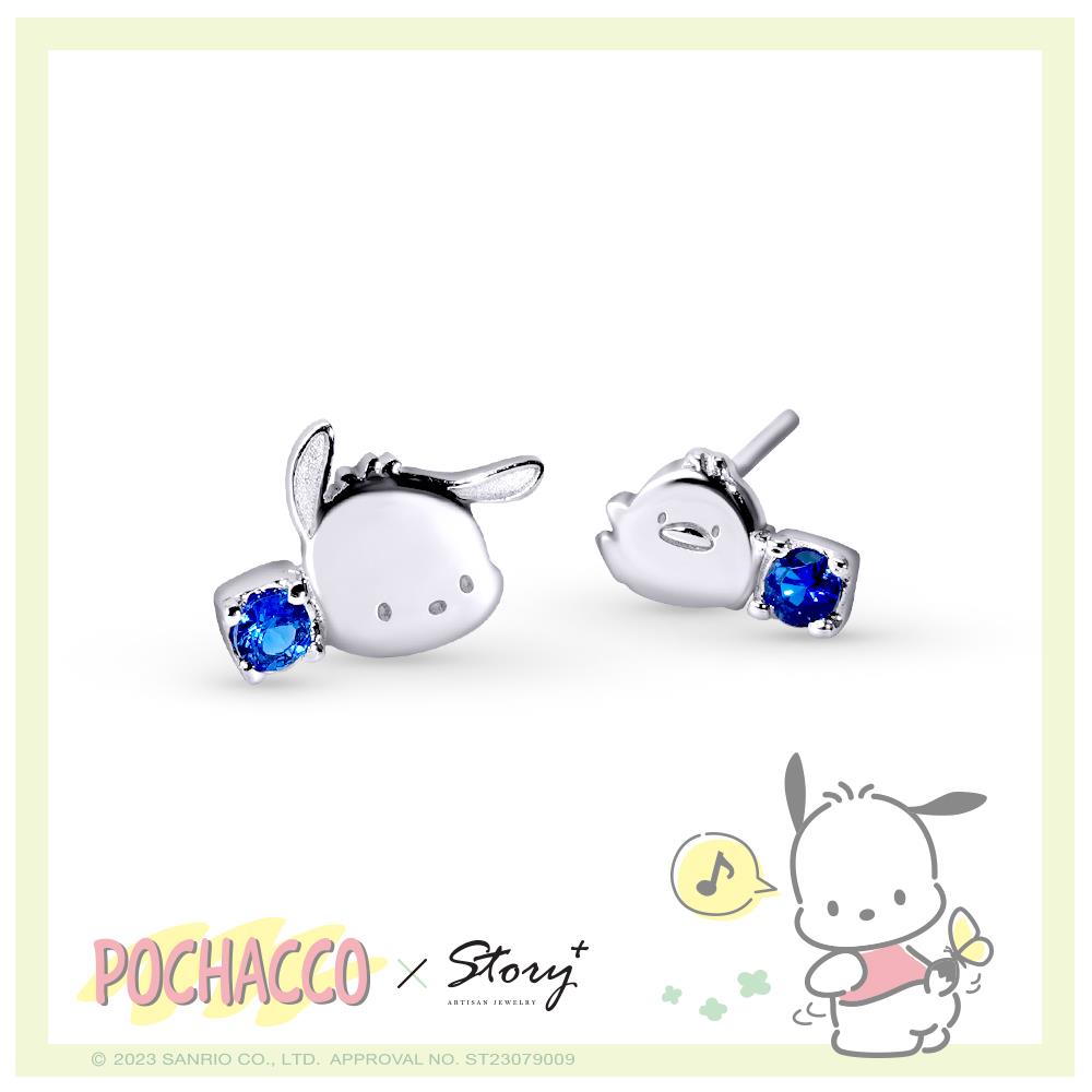 Pochacco經典系列-帕恰狗晶鑽純銀耳環