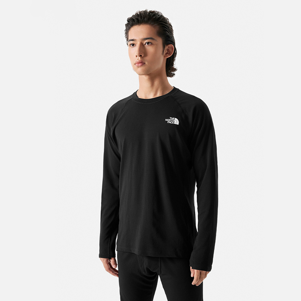 The North Face北面男款黑色吸濕排汗舒適休閒長袖T恤｜7WTLJK3