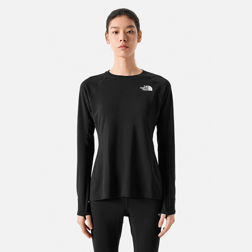 The North Face北面女款黑色吸濕排汗舒適休閒長袖T恤｜7WTQJK3