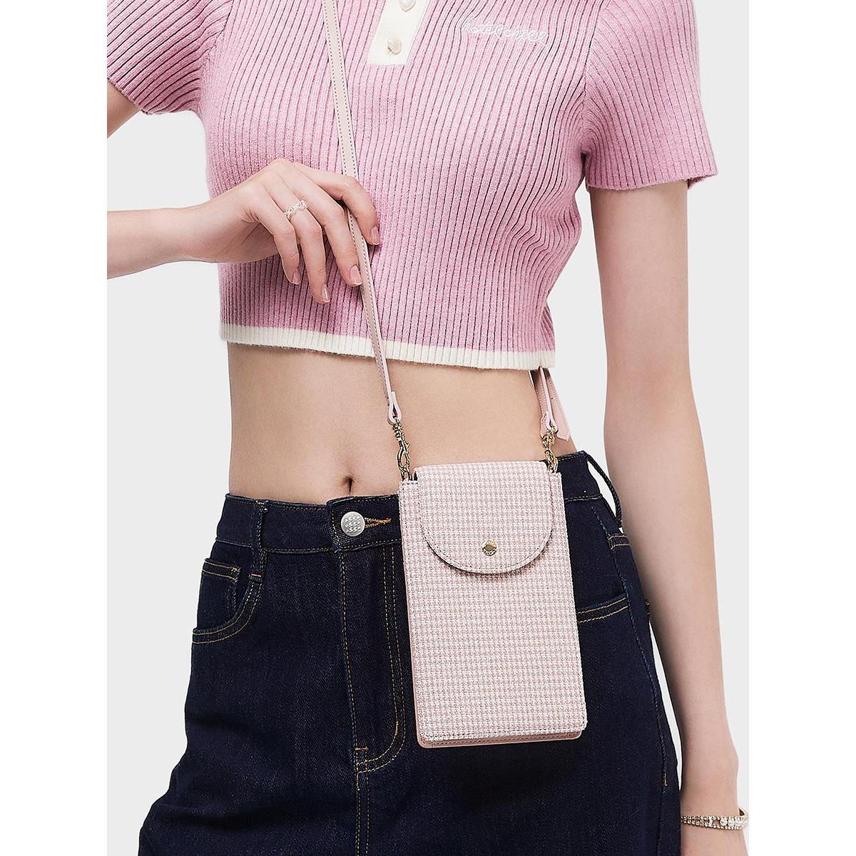 ■S'AIME■千鳥紋小耳Duo斜背方包千鳥格子スクエアバッグ/送料込 □S'AIME□千鳥紋小耳Duo斜背方包千鳥格子スクエアバッグ/送料込