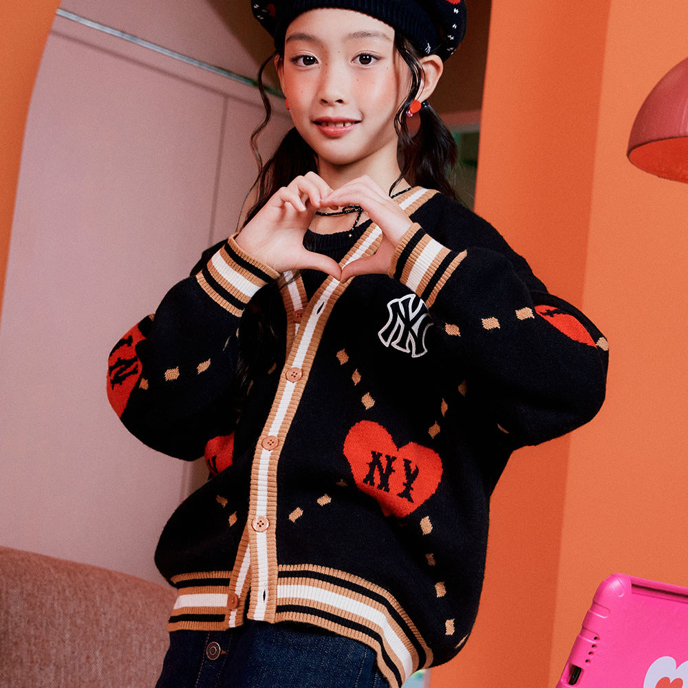 MLB KIDS 針織衫 童裝 Heart系列 紐約洋基隊 (7AKCH0234-50BKS)