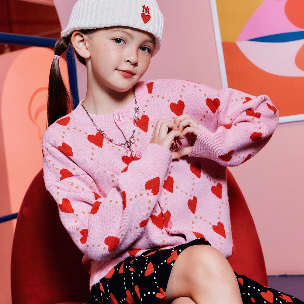MLB KIDS 女版針織衫 童裝 Heart系列 紐約洋基隊 (7FKCH0334-50PKS)