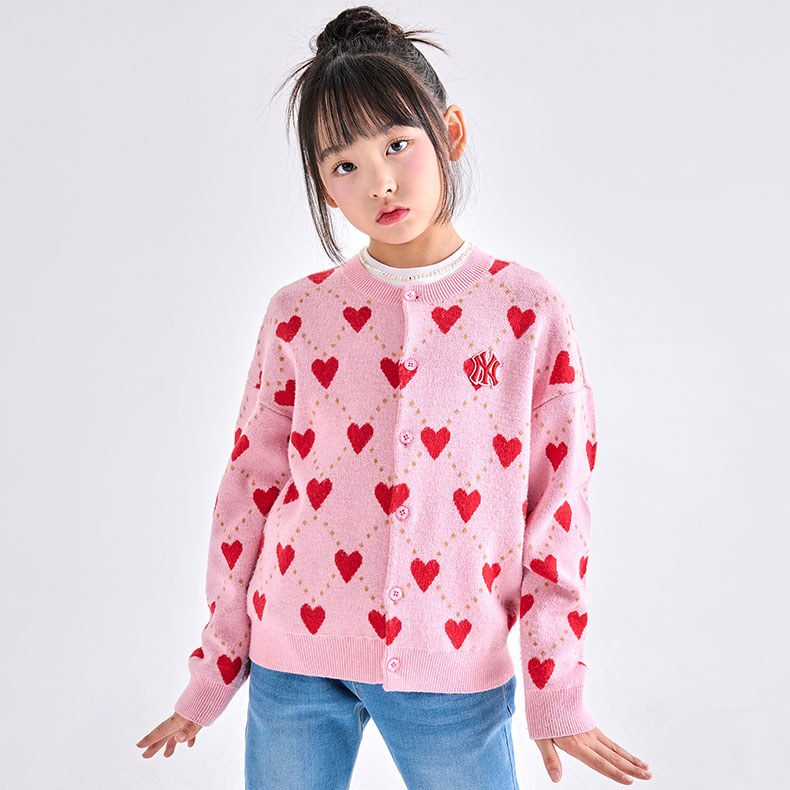 MLB KIDS 女版針織衫 童裝 Heart系列 紐約洋基隊 (7FKCH0334-50PKS)