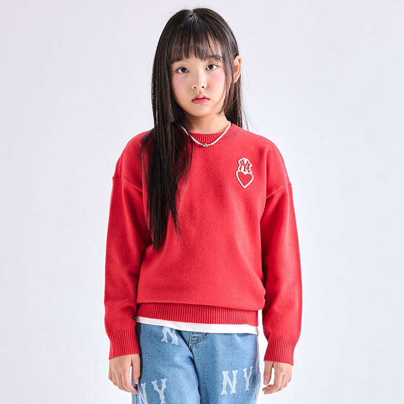 MLB KIDS 針織毛衣 童裝 Heart系列 紐約洋基隊 (7AKPH0134-50RDL)