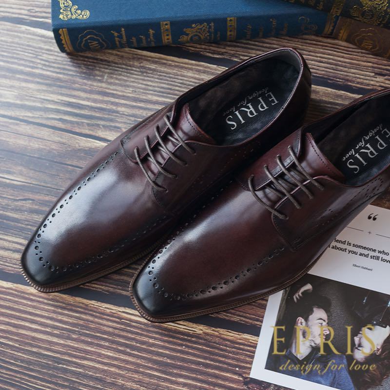 現貨 紳士英倫風 經典方頭款休閒皮鞋-H019 方頭男鞋 手工皮鞋 男皮鞋推薦 紳士皮鞋 方頭男皮鞋 西裝穿搭 皮鞋品牌 EPRIS艾佩絲-紳士紅