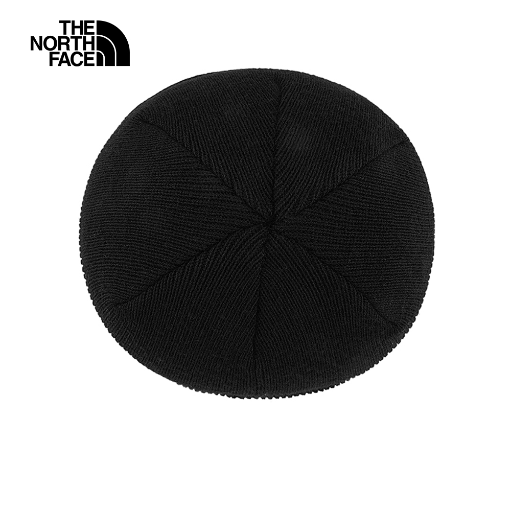 The North Face北面男女款黑色舒適保暖針織大尺寸LOGO壓花設計毛帽｜7WJHJK3