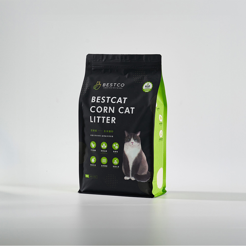 BESTCO玉米貓砂-柔砂 3kg（零粉塵x高凝結x有效抑臭，可沖馬桶、觀察血尿、小農契作玉米＋木薯砂）