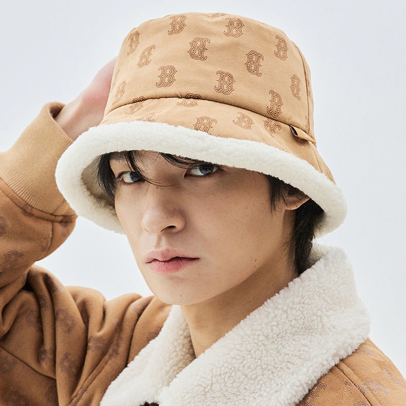 MLB 麂皮漁夫帽 Monogram系列 波士頓紅襪隊 (3AHTMS136-43CAS)