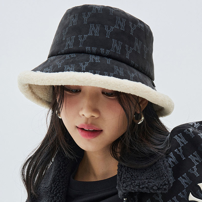 MLB 麂皮漁夫帽 Monogram系列 紐約洋基隊 (3AHTMS136-50BKS)