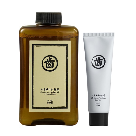 【阿原YUAN】艾草牙膏75g x1+檜木漱口水500ml x1