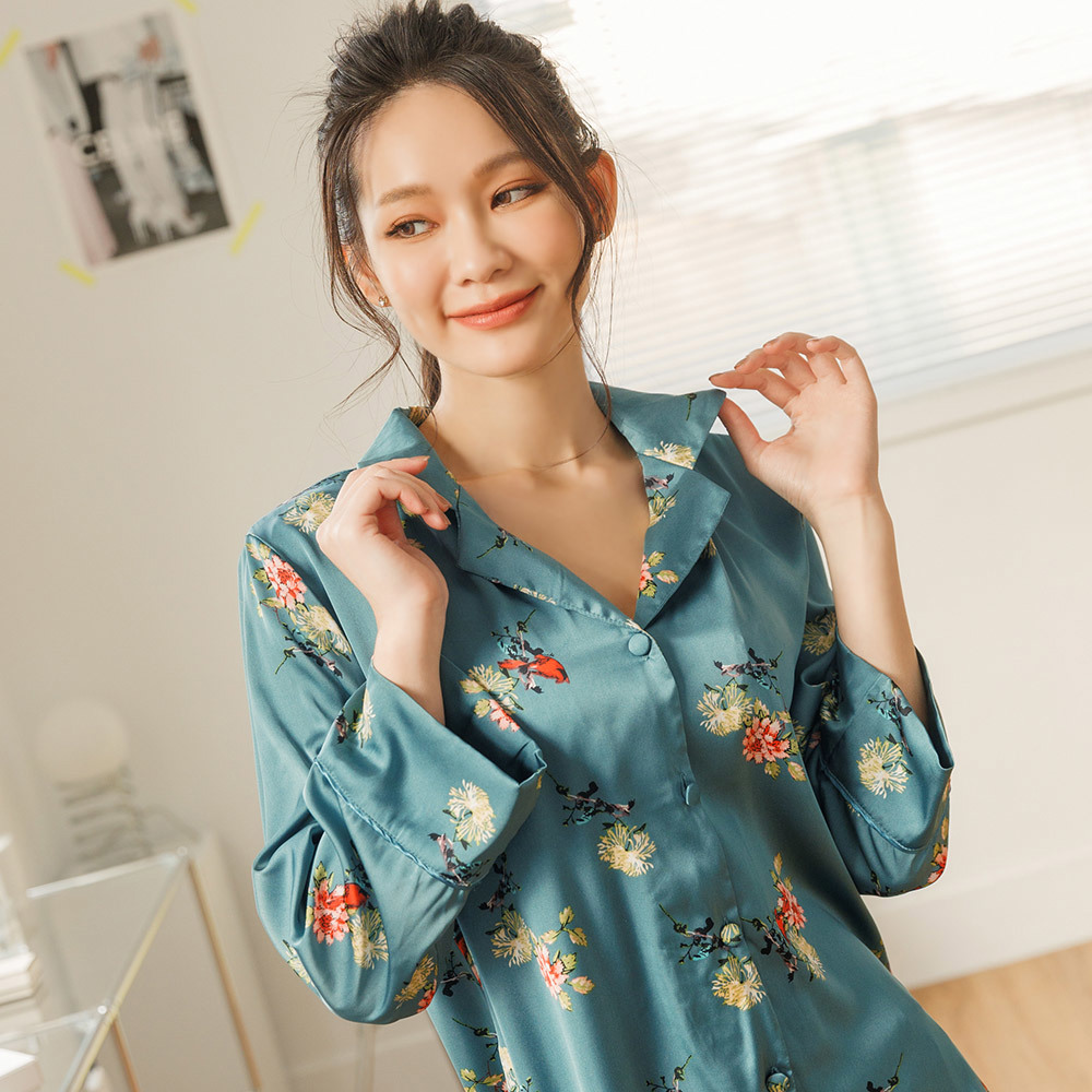 【翩翩夏綠蒂】二件式家居服 M-L 綠色 I30026