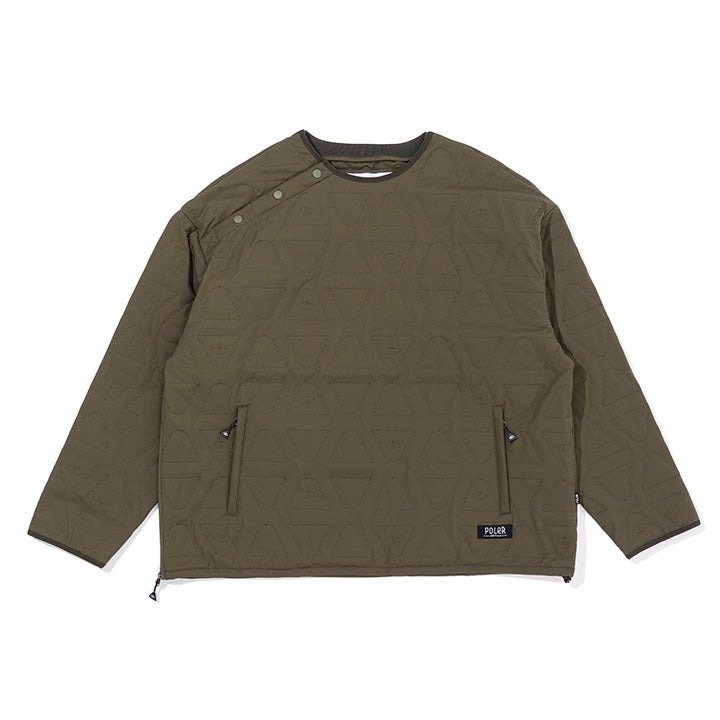 日本限定 POLER CYCLOPS QUILTED CREW / 山形眼絎縫寬版圓領上衣 / 絎縫防風衣夾克 / 軍綠色