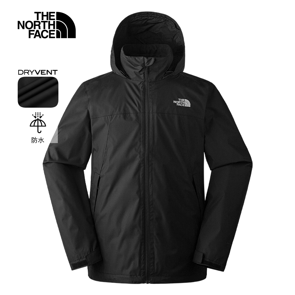 The North Face北面男款SANGRO黑色防水透氣保暖可調節收納連帽衝鋒衣｜88FRJK3
