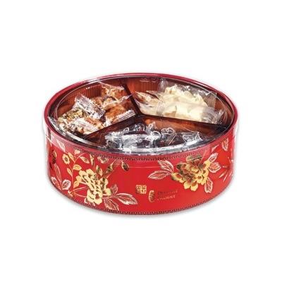 〔三久行〕春節圓型盒20cm－吉祥富貴圓形盒（附襯）／個
